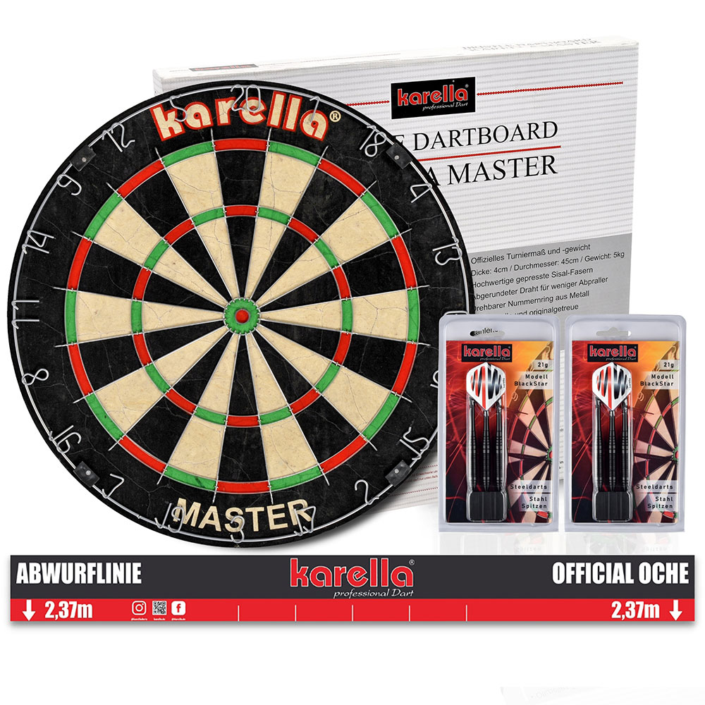 808503nQ5hcGRJBsOWXc Dartboard Karella Master im Set inklusive 2 Satz Karella Steeldarts