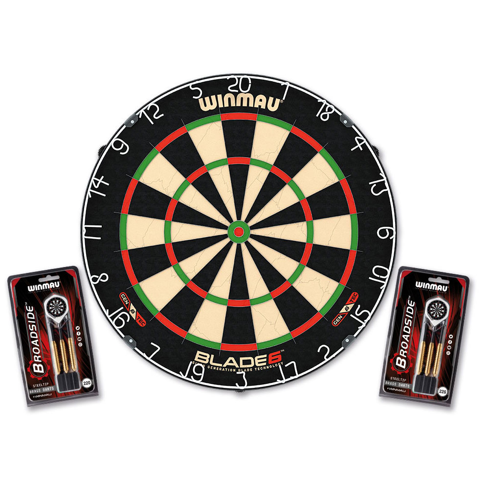 Dartboard Winmau Set, Blade 6 + 2x Set Steeldarts Broadside Dartboard Winmau Set, Blade 6 + 2x Set Steeldarts Broadside