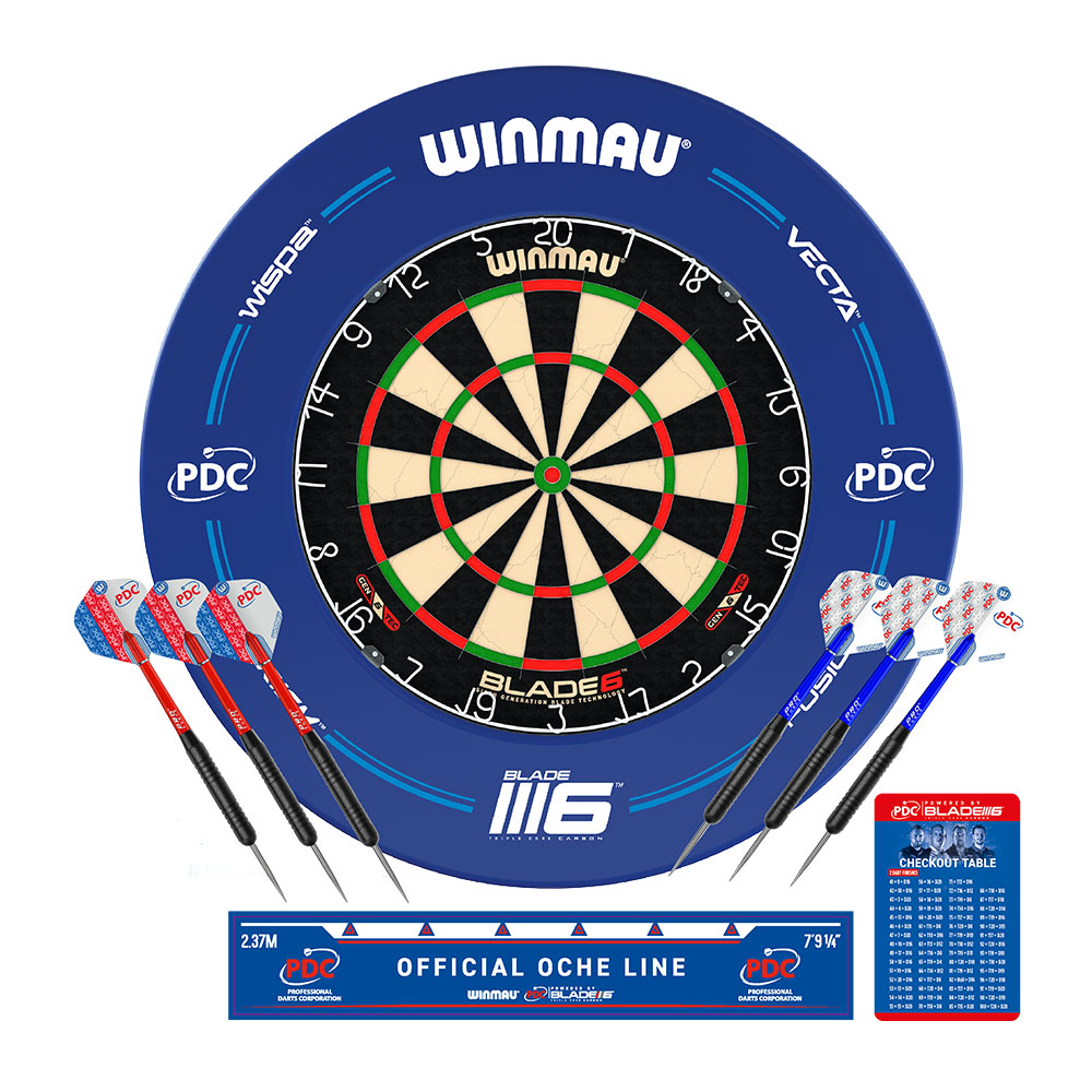 Dartboard Winmau Set, Blade 6 + PDC Catchring inkl. 2x Dartsets 5310