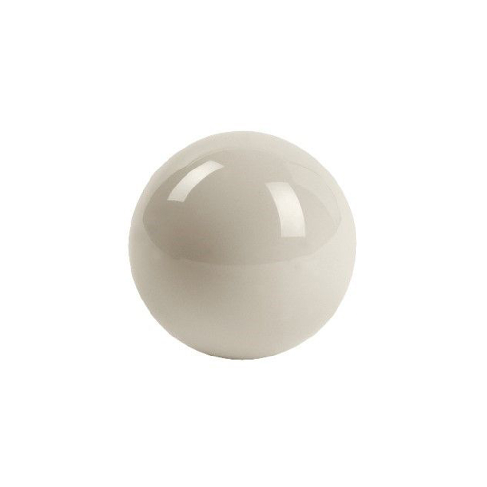 Une sphère brillante, de couleur crème ou gris clair, parfaitement ronde et polie, se détache sur un fond d'un blanc immaculé. Sur la moitié supérieure, on distingue des reflets lumineux allongés et blancs qui soulignent la surface miroitante.